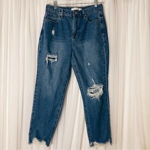 Altar'd State Blue Cropped Jeans with Raw Hem